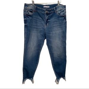 Kancan plus size medium wash raw hem high rise jeans size 18